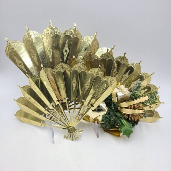 Vintage Homco Home Interiors Gifts 1176 Romantique Fans Brass Lot 4 Lucite Stand - Picture 2 of 11